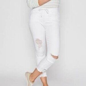 YMI White Distressed Denim Joggers – NWT